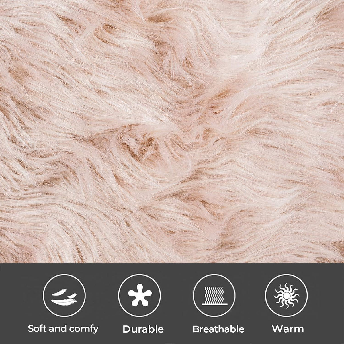 Set of 2 Decorative Faux Fur Throw Pillow Covers, Pale Pink Fluffy Soft Fuzzy Square Cushion Cover Pillow Case for Sofa, Couch, Chair, Bed, Cafe, 18 x 18 Inches