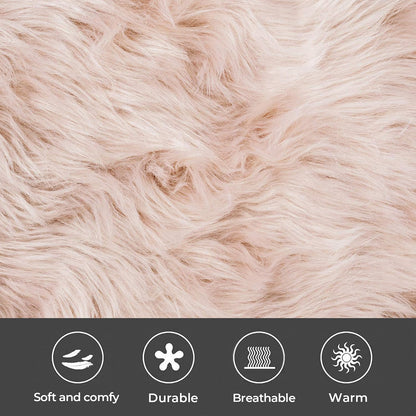 Set of 2 Decorative Faux Fur Throw Pillow Covers, Pale Pink Fluffy Soft Fuzzy Square Cushion Cover Pillow Case for Sofa, Couch, Chair, Bed, Cafe, 18 x 18 Inches