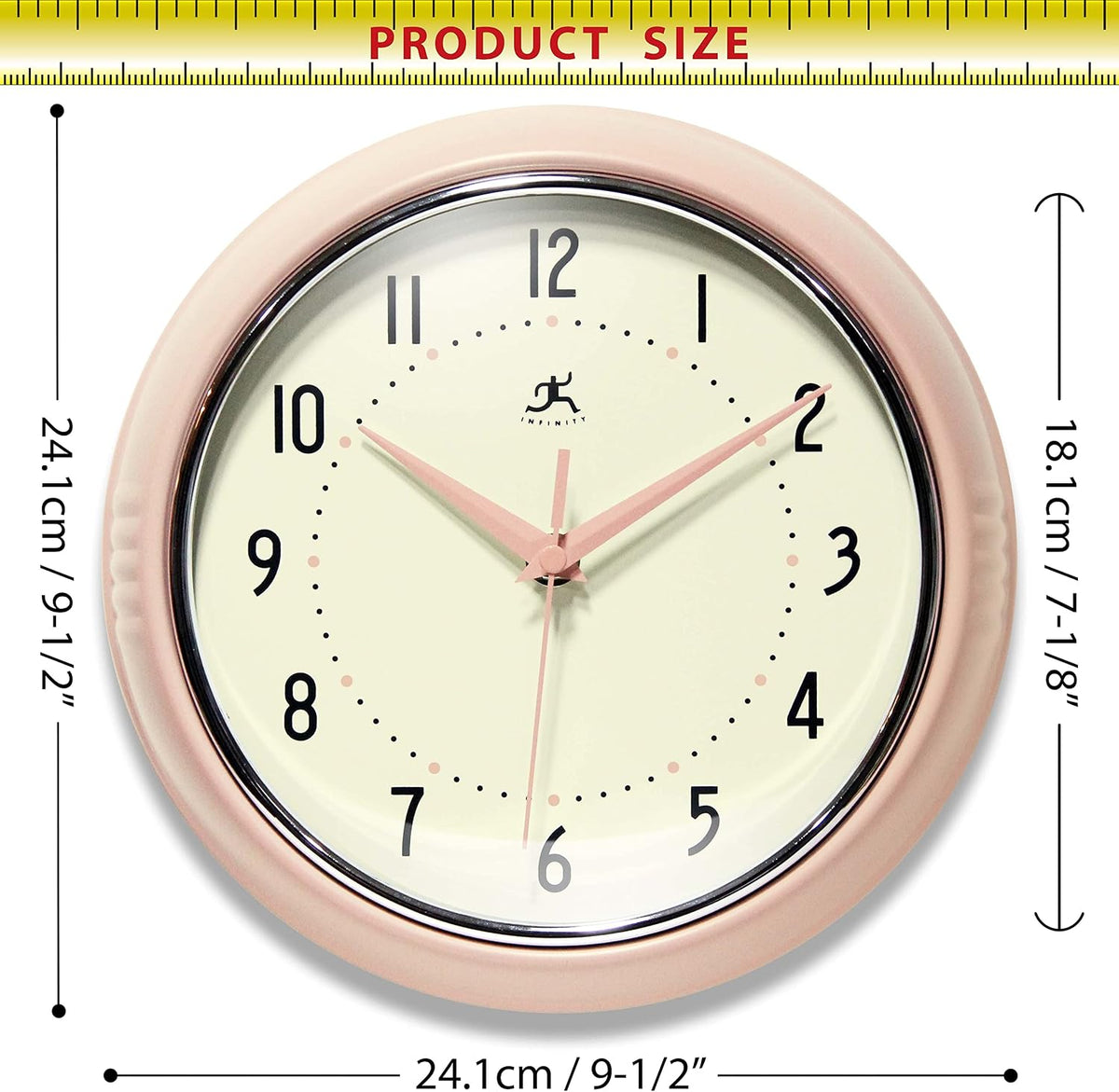 LTD. Retro 9 inch Silent Sweep Non-Ticking Mid Century