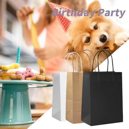 COGLARING 100Pcs White Gift Bags with Handles - 11x5.9x11 Inch Kraft Paper Bags Bulk for Weddings, Parties, Retail & Gift Wrapping - White Paper Bag
