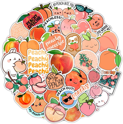 100Pcs Peach Stickers for Water Bottle and Laptop - Waterproof Vinyl Fruit Decals, Peach Gifts, Gifts for Women & Men