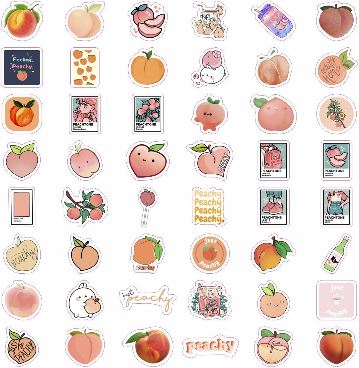 100Pcs Peach Stickers for Water Bottle and Laptop - Waterproof Vinyl Fruit Decals, Peach Gifts, Gifts for Women & Men