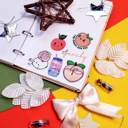 100Pcs Peach Stickers for Water Bottle and Laptop - Waterproof Vinyl Fruit Decals, Peach Gifts, Gifts for Women & Men