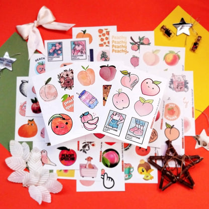 100Pcs Peach Stickers for Water Bottle and Laptop - Waterproof Vinyl Fruit Decals, Peach Gifts, Gifts for Women & Men
