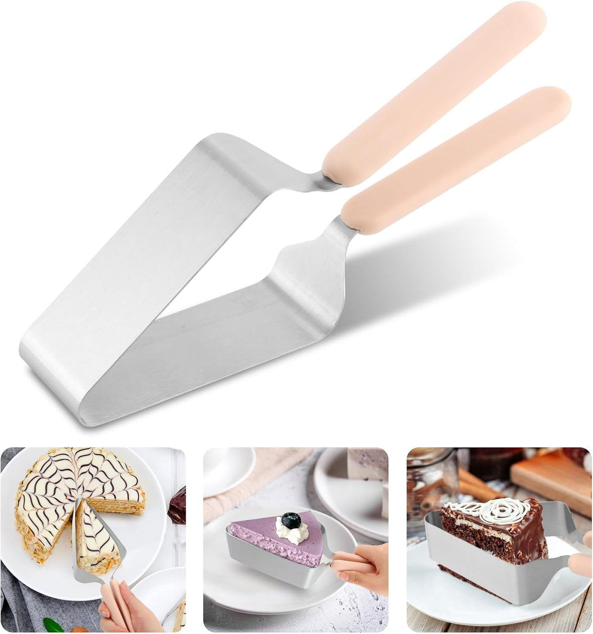 Cake Cutter, Stainless Steel Cake K-nife and Server with Double Handle, Adjustable Cakes Slicer for Cakes Server, Pie Server(COLOR:pink)