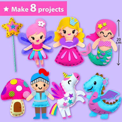 KRAFUN Fairy Tales Sewing Kit for Kids Ages 5-10 | 8 Projects