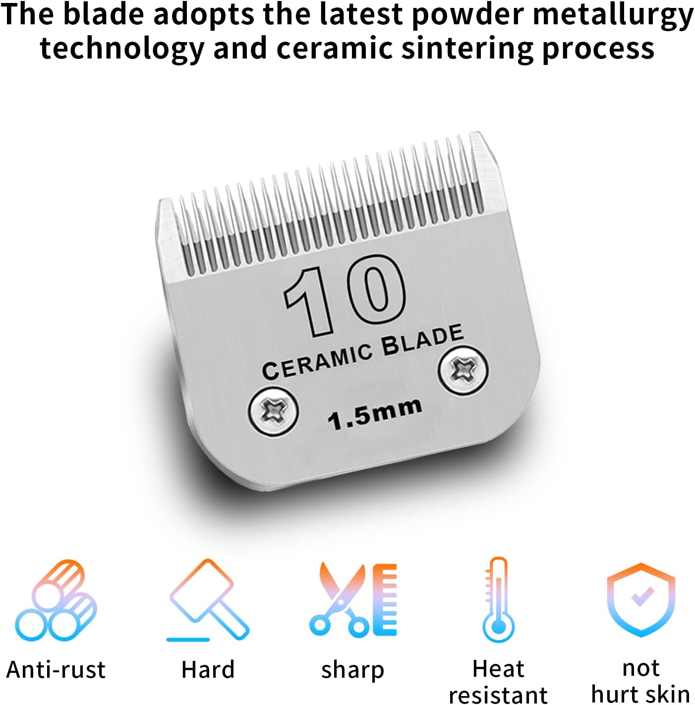 10# Dog Grooming Ceramic Blades,Compatible with Andis,Oster A5,Wahl KM10 | Size 10# Detachable Ceramic Blade 1/16-Inch 1.5MM Cut Length,3 Pack