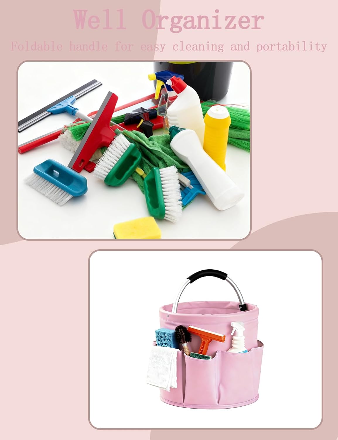 Cleaning Caddy with Handle, for Cleaning Supplies Organizer Bucket