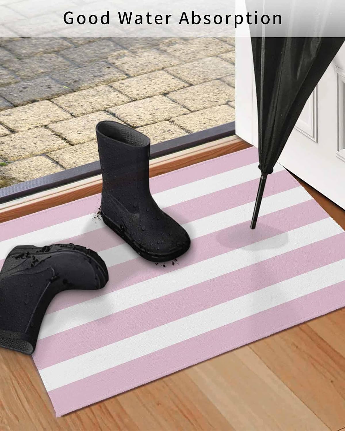 Doormat Bath Rugs,Modern Striped Lines Floor Mats Non Slip Quick Water Absorption Low-Profile Door Rugs for Bathroom Bedroom,16x24in Geometric Line Striped