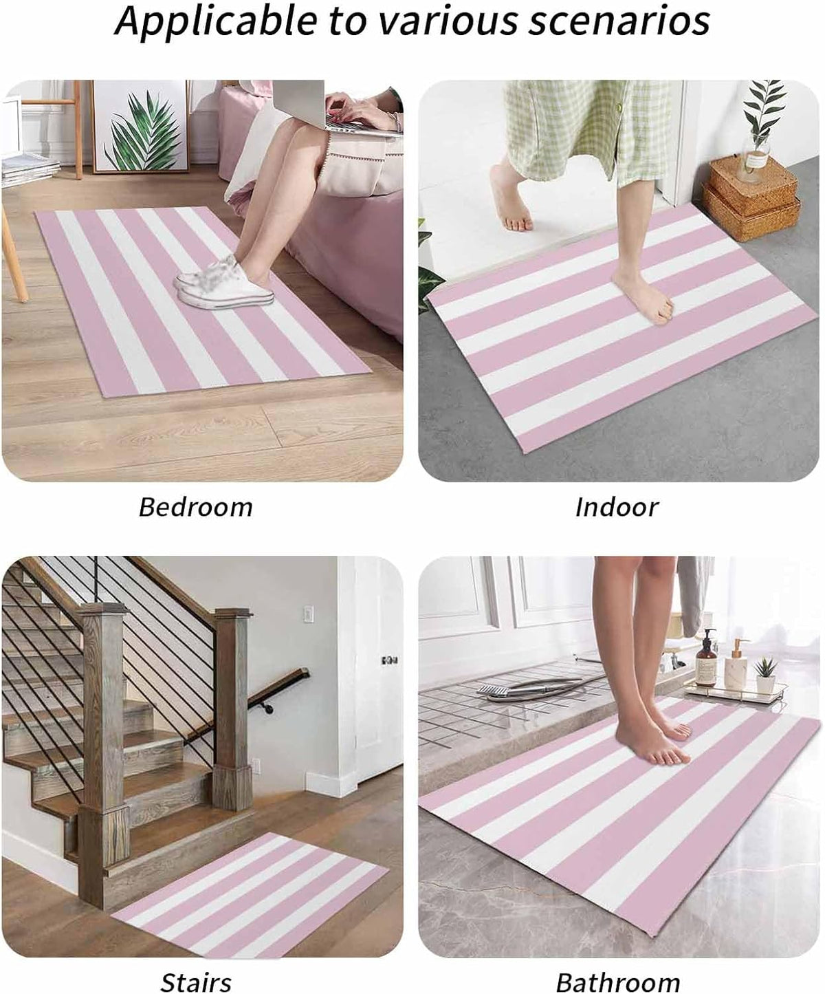 Doormat Bath Rugs,Modern Striped Lines Floor Mats Non Slip Quick Water Absorption Low-Profile Door Rugs for Bathroom Bedroom,16x24in Geometric Line Striped