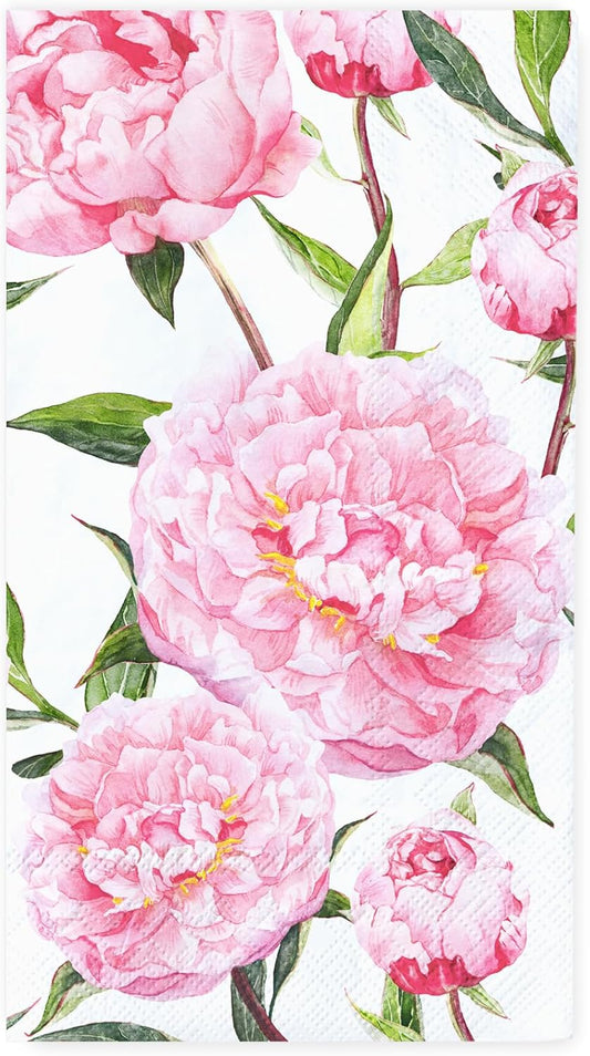 50 Pcs Spring Floral Guest Napkins Disposable Paper Napkins Pink Watercolor Peony Flower Dinner Hand Towels for Bathroom Wedding Birthday Party Table Supplies
