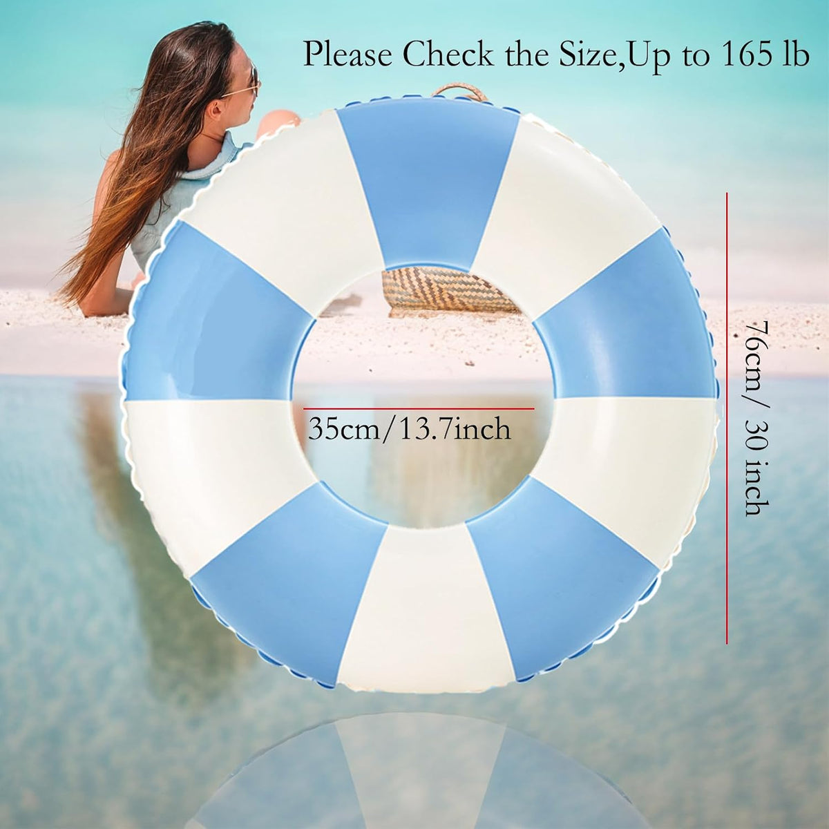 33 inch Inflatable Pool Floats for Adults- 2 Pack Striped Floaties Pool Tubes Swim Rings Inflatable Pool Float for Swimming Pool Party Lake Beach Adults