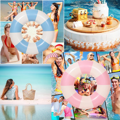 33 inch Inflatable Pool Floats for Adults- 2 Pack Striped Floaties Pool Tubes Swim Rings Inflatable Pool Float for Swimming Pool Party Lake Beach Adults