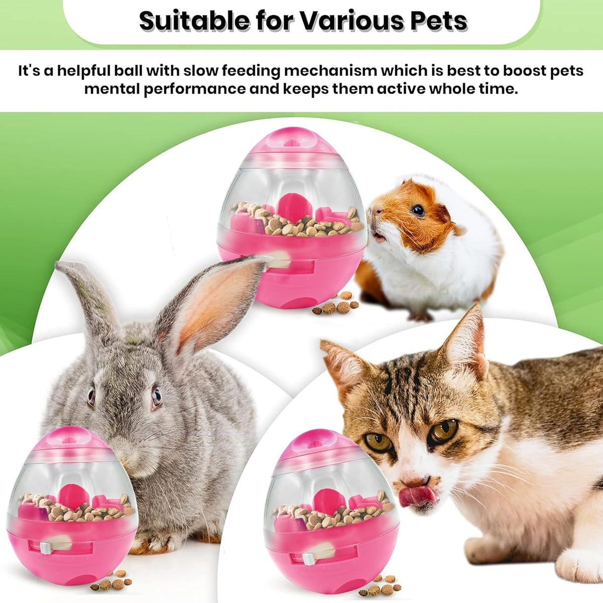 Puppy, Small Dog Breeds, and Pocket Pet Treat Ball, Boredom Buster Ends Naughty Chewing and Bloat, Encourages Exercise, Interactive Puzzle Feeder Ideal for Rabbits, Rats, and Hamsters, 4.6”