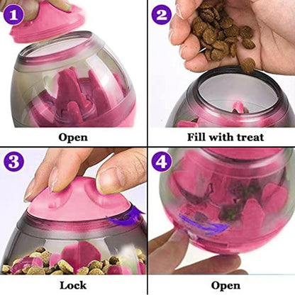 Puppy, Small Dog Breeds, and Pocket Pet Treat Ball, Boredom Buster Ends Naughty Chewing and Bloat, Encourages Exercise, Interactive Puzzle Feeder Ideal for Rabbits, Rats, and Hamsters, 4.6”