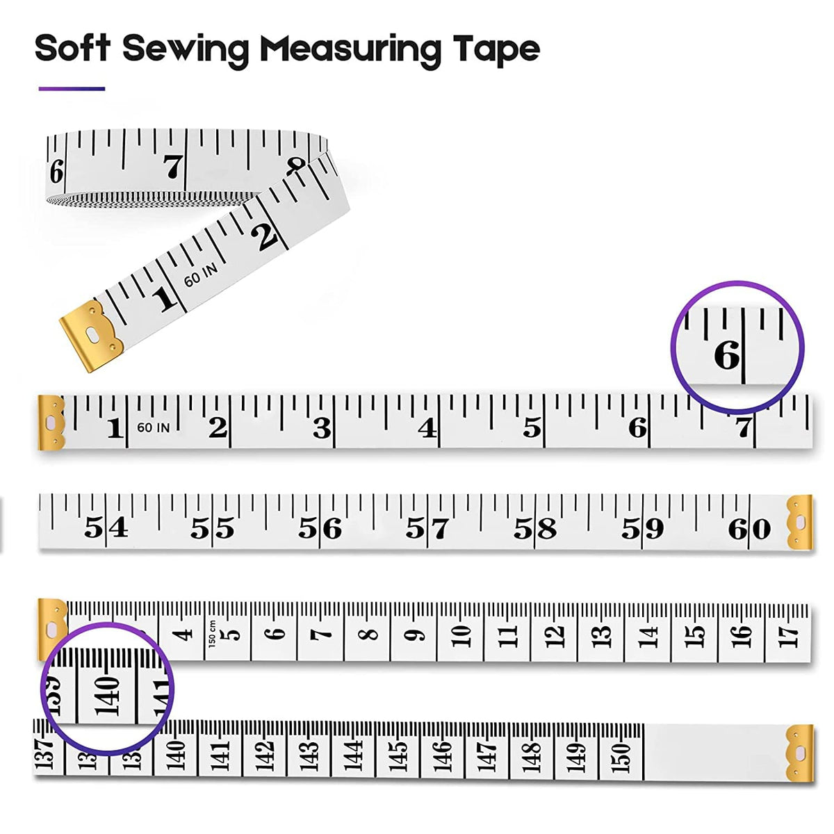 iBayam Pink Measuring Tape, Double Scale Sewing Measuring Tape, Fabric Body