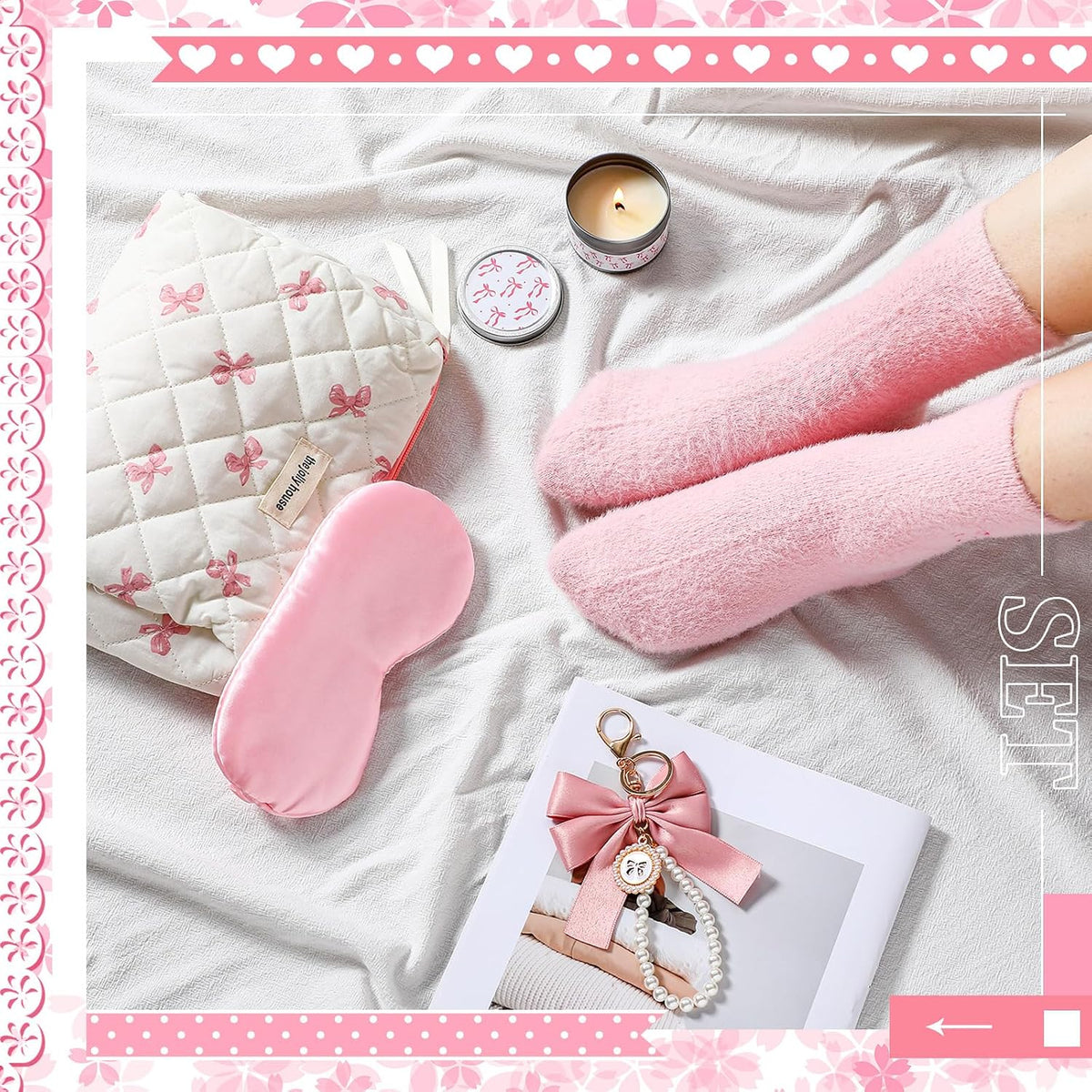 Pink Bow Gift Baskets for Teen Girls, Women Trendy Stuff Coquette Bow Teen Girl Birthday Self Care Box Gift for Her, Sister Friend Women Sweet 16th 18th 21st Box