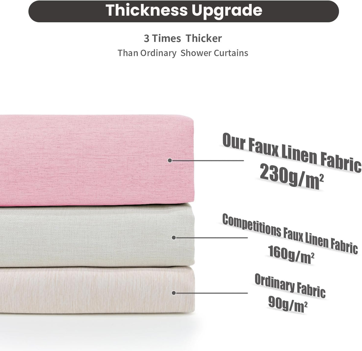 Inhousolu Boho Farmhouse Shower Curtain with Fabric Liner Set, Luxury Faux Linen Textured, Metal Hooks, Weighted Hem, Washable Wrinkle Free Bath Curtain for Hotel Bathroom 72" W x 72" L Pink