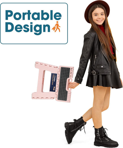 9" Folding Step Stool for Adults and Kids Holds Up to 300 lbs,Non-Slip Folding Stools with Portable Handle, Compact Plastic Foldable Step Stool for Bathroom,Bedroom, Kitchen Sakura Pink