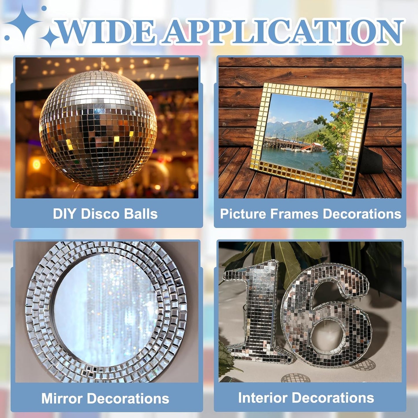1200 Pcs Mirror Mosaic Tiles 5 x 5 mm Square Glass Self-Adhesive Disco Ball Mirror Tiles Sticker for DIY Craft Decoration Art Collage Card Making, Pink