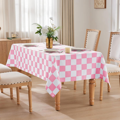 Checkered Table Cloth, Classic Checkerboard Tablecloth for Picnic, Party, Dinner Table Cover, Waterproof Washable Wrinkle Resistant (Pink, 55''x55'' (Rectangle))