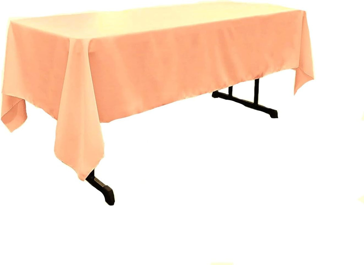 Inc, 60" Wide by 120" Long Rectangular Polyester Poplin Tablecloth. (Peach)