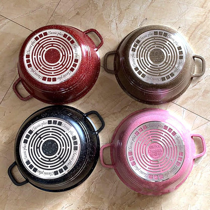 6-Piece Pink Nonstick Cookware Set with Glass Lids, Marble-Coated Aluminum Pots & Pans, Includes 20cm, 24cm, 28cm, 32cm Saucepans & 28cm Frying Pan, Heat-Resistant Gloves
