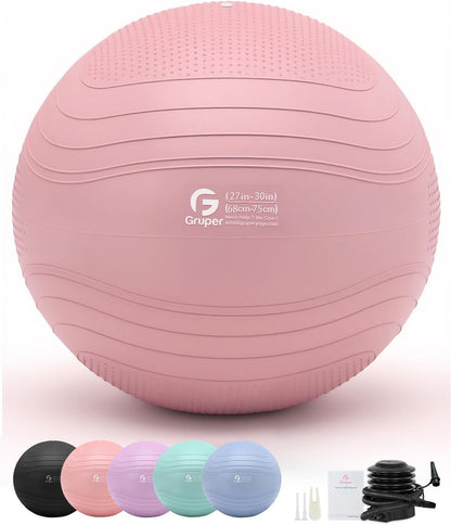 Yoga Ball, Extra Thick Exercise Ball for Workout Pregnancy Stability - 4 Sizes Anti Burst Balance Ball for Yoga, Pilates, Fitness, Birthing, Physical Therapy - Includes Pump
