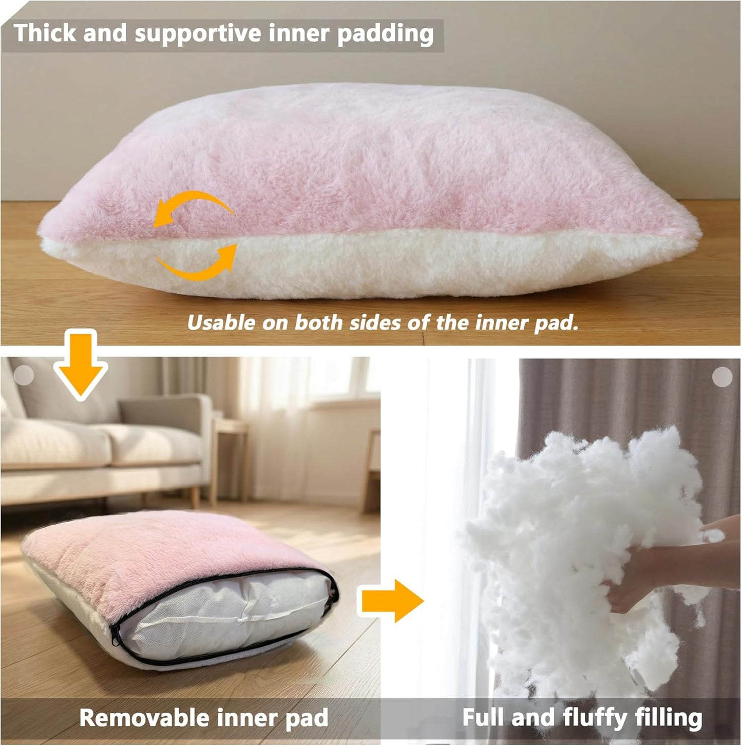 Cat Bed for Indoor Cats，Foldable cat cave，Anti-Slip & Water-Resistant Bottom，cat Houses for Indoor Cats or Small Dogs, Kitten Tent, Rabbit Bed，2 in 1 pet Bed (Pink)
