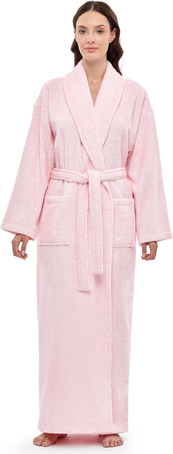 Womens Shawl Collar Robe, Turkish Terry Cotton Bathrobe