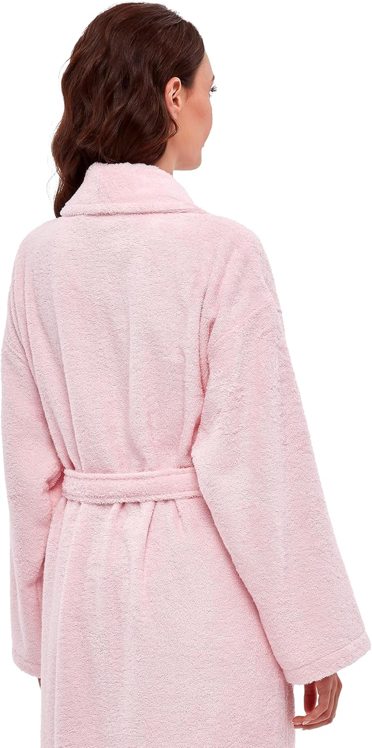 Womens Shawl Collar Robe, Turkish Terry Cotton Bathrobe