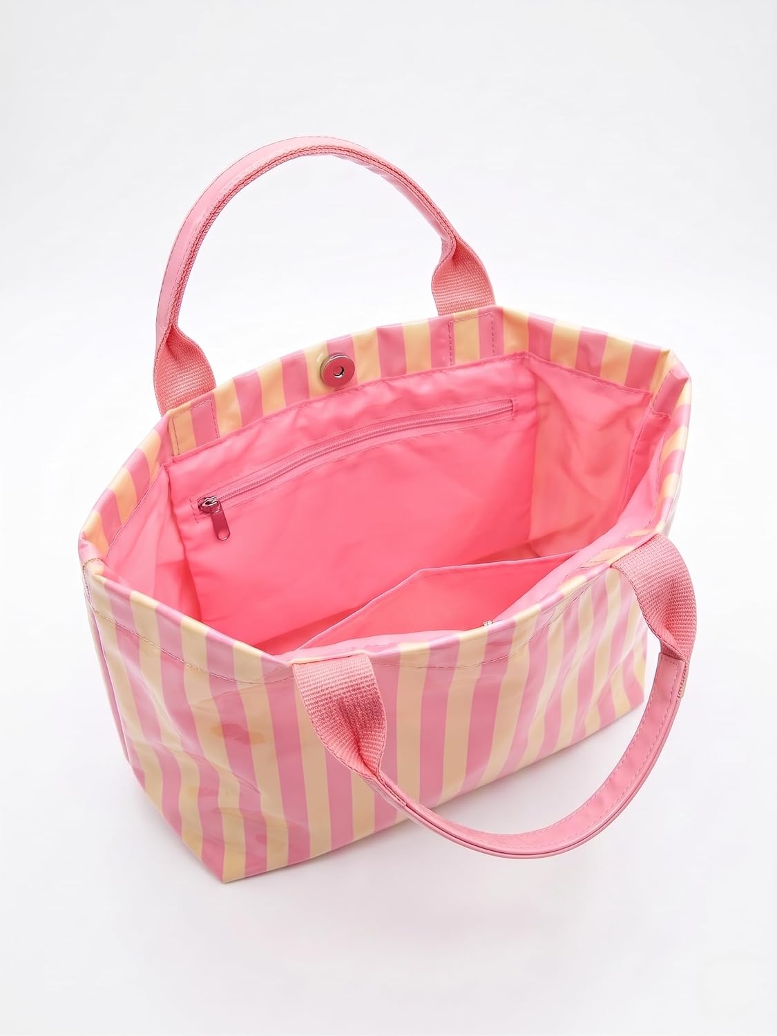 Striped Pvc Tote Beach Bag For Women Pink Large Waterproof Handbag Summer Jelly Vacation Work Cruise Duffle Bag