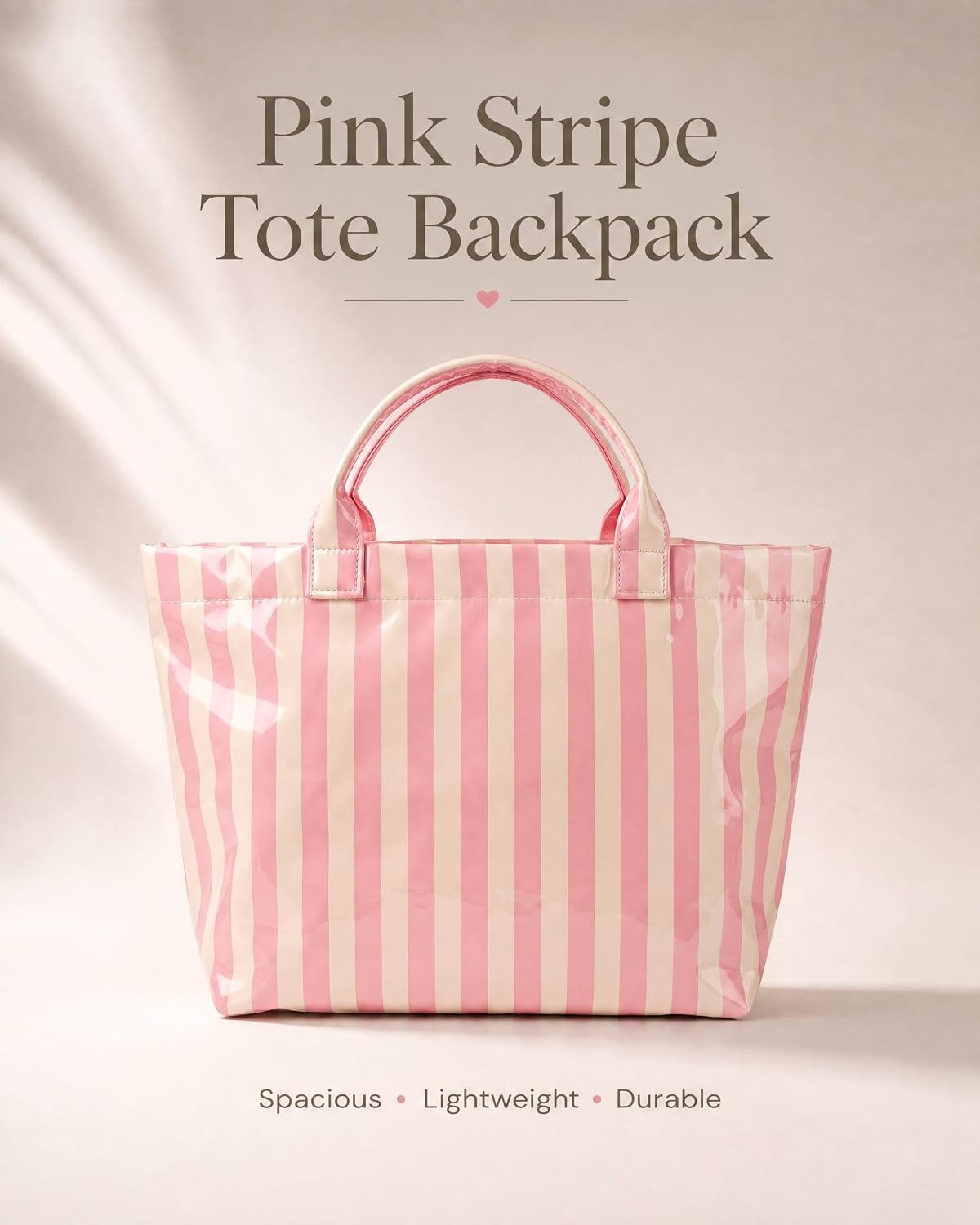 Striped Pvc Tote Beach Bag For Women Pink Large Waterproof Handbag Summer Jelly Vacation Work Cruise Duffle Bag