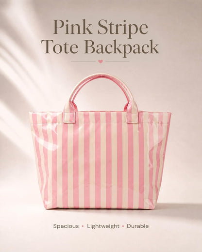 Striped Pvc Tote Beach Bag For Women Pink Large Waterproof Handbag Summer Jelly Vacation Work Cruise Duffle Bag