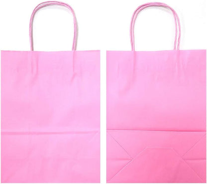 Pink Gift Bags with Handles Pink Kraft Paper Bags for Party Favors (5 x 3.1 x 8.2 in, 12 CT)