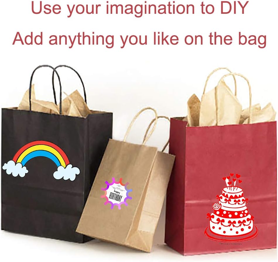 Pink Gift Bags with Handles Pink Kraft Paper Bags for Party Favors (5 x 3.1 x 8.2 in, 12 CT)