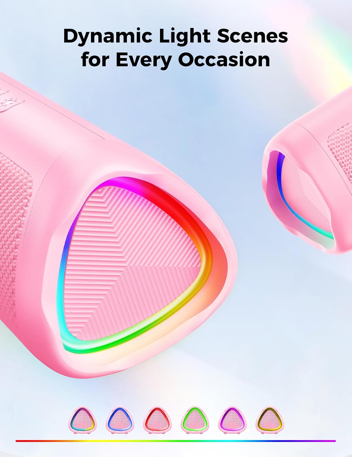 Bluetooth Speaker, 20W HD Sound, Portable Wireless, IPX5 Waterproof, Up to 24H Playtime, TWS Pairing, for Home/Party/Outdoor/Camping/Beach Essentials, Electronic Gadgets, Birthday Gift (Pink)