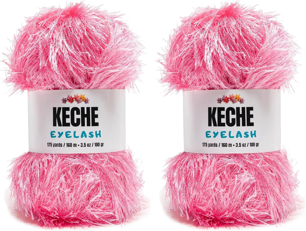 Eyelash Fun Fur Yarn - Premium Soft Crochet Yarn DIY Hand Knitting 100% Polyester 175 Yds 3.53 Oz (Pack of 2) - Baby Pink