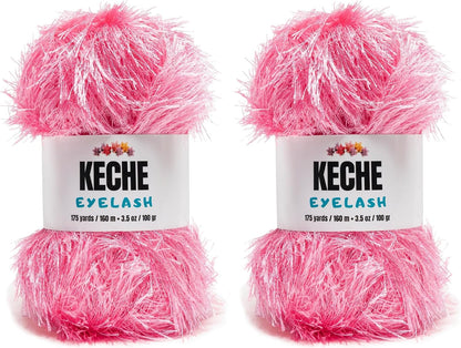 Eyelash Fun Fur Yarn - Premium Soft Crochet Yarn DIY Hand Knitting 100% Polyester 175 Yds 3.53 Oz (Pack of 2) - Baby Pink