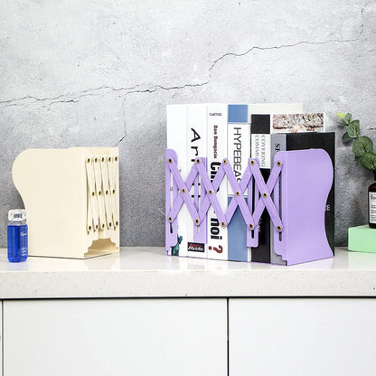 Adjustable Metal Book Ends for Shelves Pink