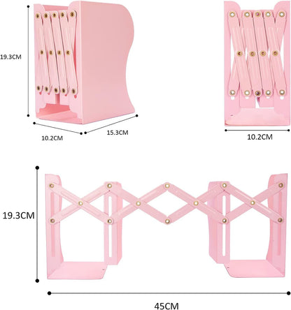 Adjustable Metal Book Ends for Shelves Pink