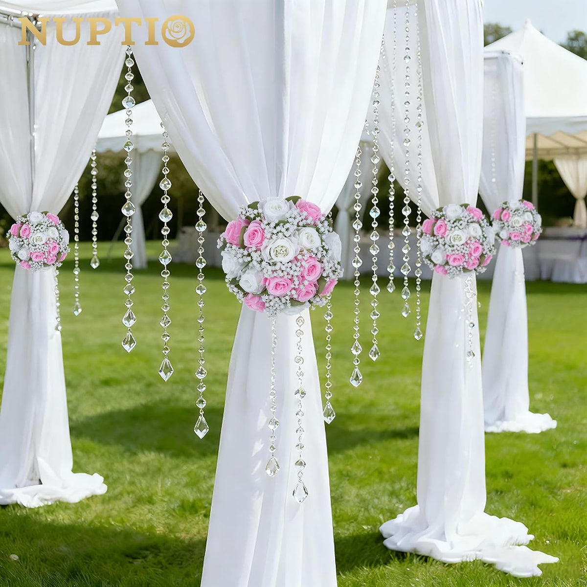 Flower Balls for Table Centerpieces: White & Pink Artificial Flowers