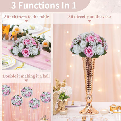 Flower Balls for Table Centerpieces: White & Pink Artificial Flowers