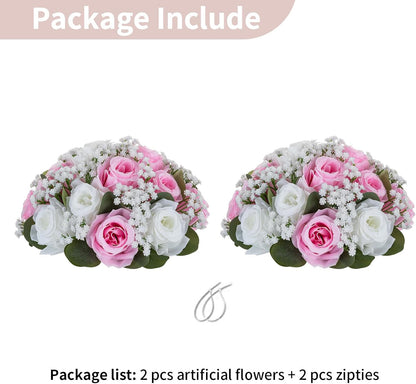 Flower Balls for Table Centerpieces: White & Pink Artificial Flowers