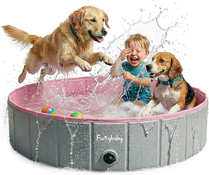 Furrybaby Foldable Dog Pool Non-Slip Hard Bath Tub Indoor Outdoor Pets Kids