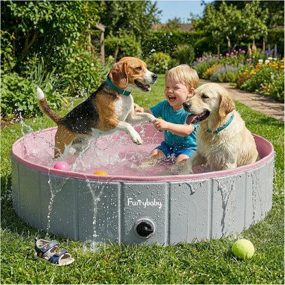 Furrybaby Foldable Dog Pool Non-Slip Hard Bath Tub Indoor Outdoor Pets Kids