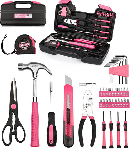 Pink 40-Piece Tool Set with Toolbox for Women, Home