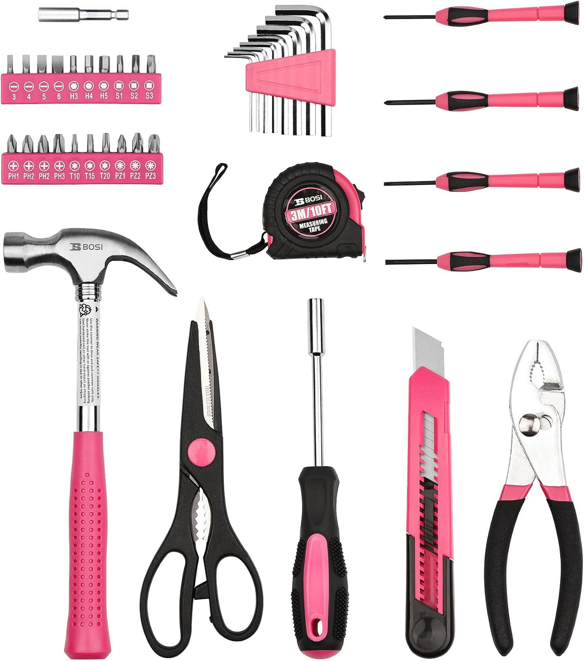 Pink 40-Piece Tool Set with Toolbox for Women, Home