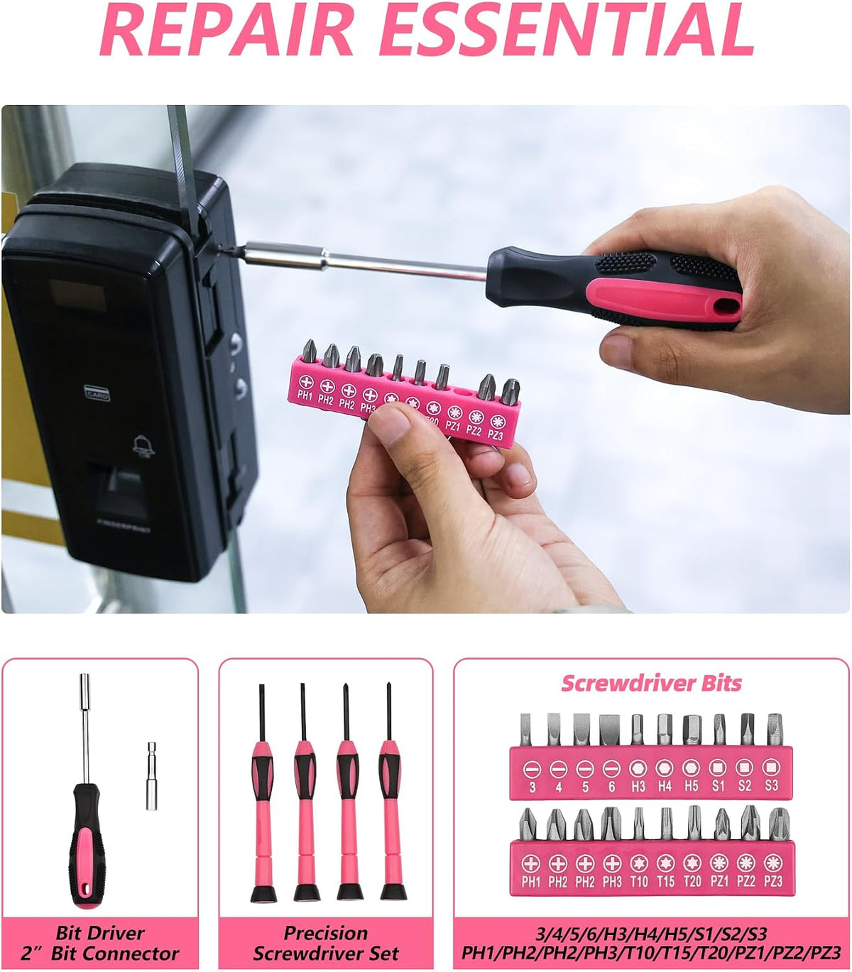 Pink 40-Piece Tool Set with Toolbox for Women, Home