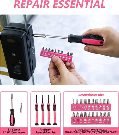 Pink 40-Piece Tool Set with Toolbox for Women, Home